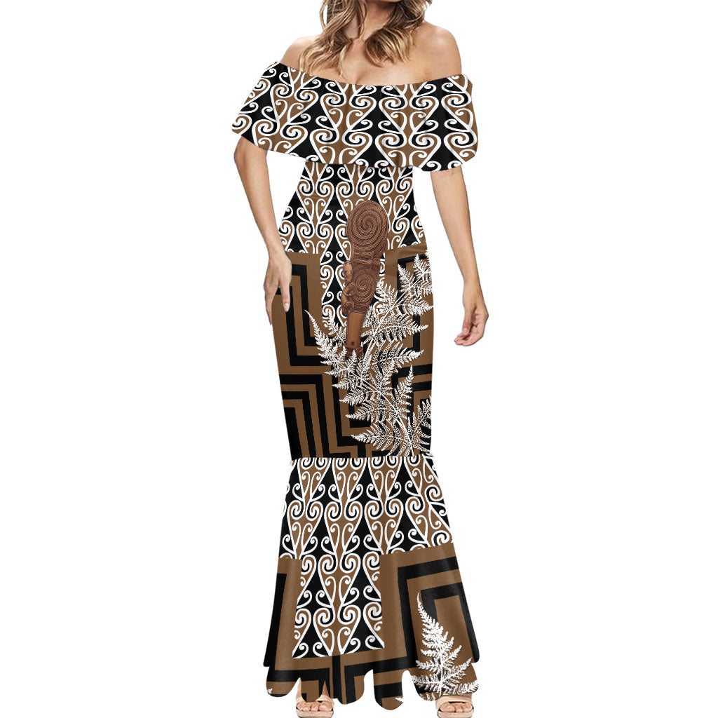 Wahaika New Zealand Mermaid Dress Maori Weapon Kowhaiwhai Fern Poutama Motifs