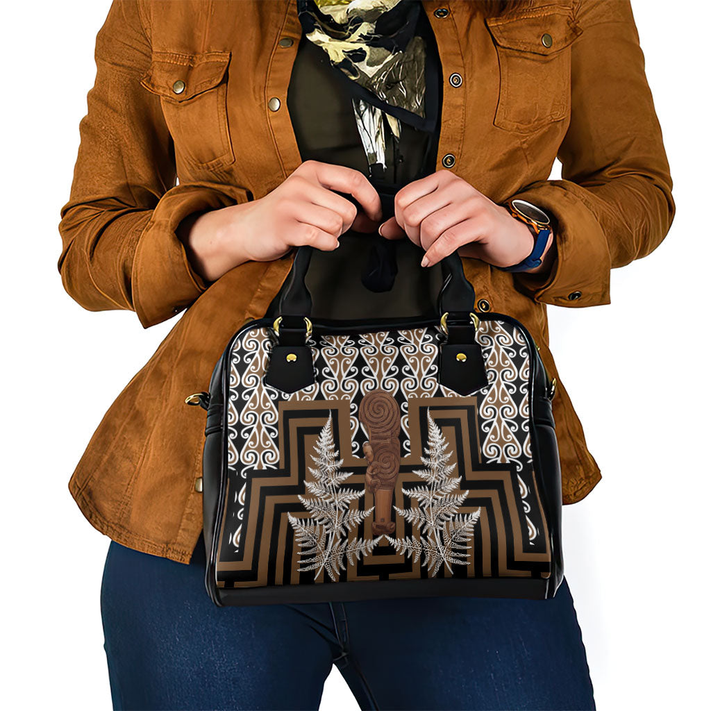 Wahaika New Zealand Shoulder Handbag Maori Weapon Kowhaiwhai Fern Poutama Motifs
