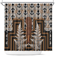 Wahaika New Zealand Shower Curtain Maori Weapon Kowhaiwhai Fern Poutama Motifs