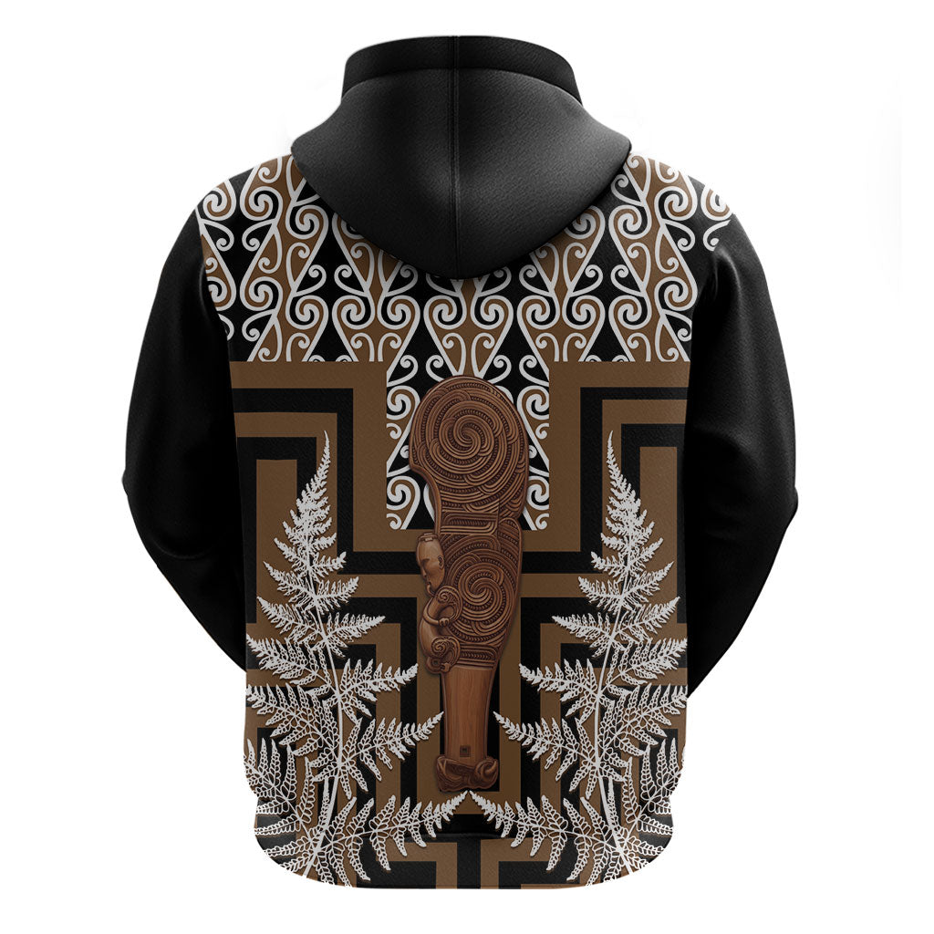 Wahaika New Zealand Zip Hoodie Maori Weapon Kowhaiwhai Fern Poutama Motifs LT14 - Polynesian Pride