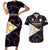 Philippines Football Couples Matching Short Sleeve Bodycon Dress and Hawaiian Shirt 2023 World Cup Go Filipinas Feather Black Version LT14 Black - Polynesian Pride