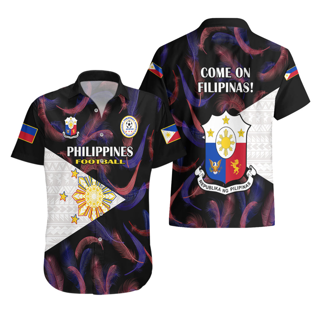 Philippines Football Hawaiian Shirt 2023 World Cup Go Filipinas Feather Black Version LT14 - Polynesian Pride