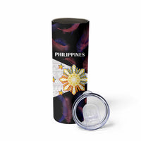 Custom Philippines Football Skinny Tumbler World Cup Go Filipinas Feather Black Version LT14 - Polynesian Pride