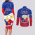 Philippines Football Couples Matching Long Sleeve Bodycon Dress and Long Sleeve Button Shirts 2023 World Cup Go Filipinas Feather Flag Version LT14 - Polynesian Pride