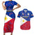 Philippines Football Couples Matching Short Sleeve Bodycon Dress and Hawaiian Shirt 2023 World Cup Go Filipinas Feather Flag Version LT14 Blue - Polynesian Pride