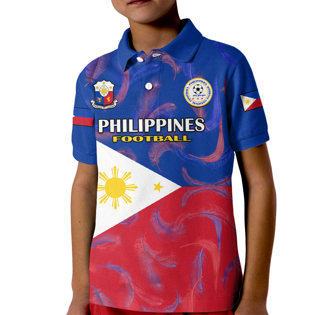 Philippines Football Kid Polo Shirt 2023 World Cup Go Filipinas Feather Flag Version LT14 Kid Blue - Polynesian Pride