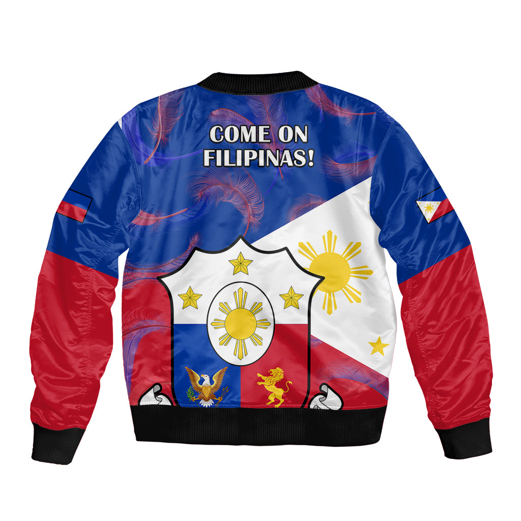 Philippines Football Sleeve Zip Bomber Jacket 2023 World Cup Go Filipinas Feather Flag Version LT14 - Polynesian Pride