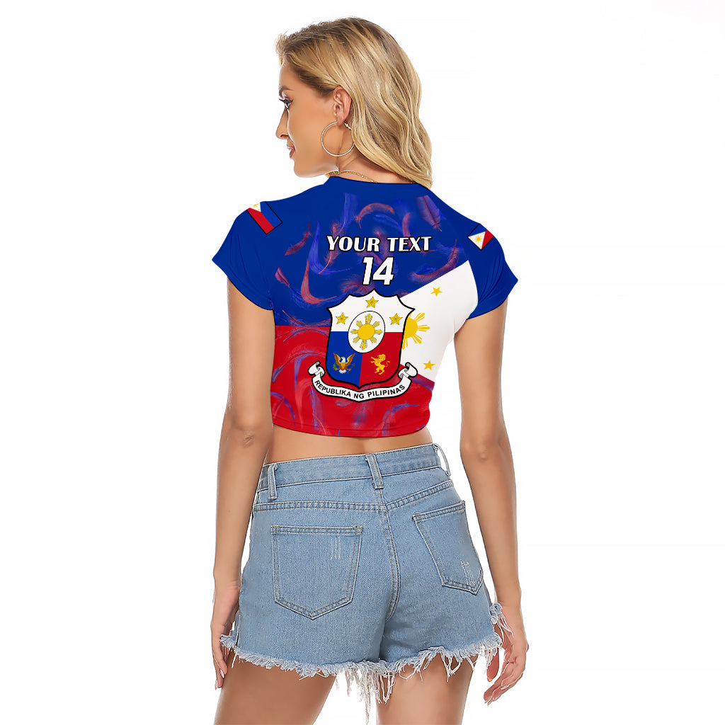 Custom Philippines Football Raglan Cropped T Shirt 2023 World Cup Go Filipinas Feather Flag Version LT14 - Polynesian Pride