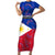 Custom Philippines Football Short Sleeve Bodycon Dress 2023 World Cup Go Filipinas Feather Flag Version LT14 Long Dress Blue - Polynesian Pride