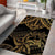 Black and Gold Polynesia Area Rug Plumeria Tattoo With Polynesian Pattern