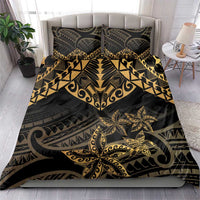 Black and Gold Polynesia Bedding Set Plumeria Tattoo With Polynesian Pattern LT14 - Polynesian Pride