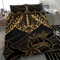 Black and Gold Polynesia Bedding Set Plumeria Tattoo With Polynesian Pattern LT14 - Polynesian Pride