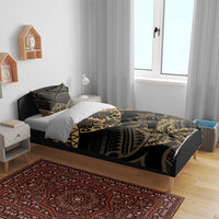 Black and Gold Polynesia Bedding Set Plumeria Tattoo With Polynesian Pattern LT14 - Polynesian Pride