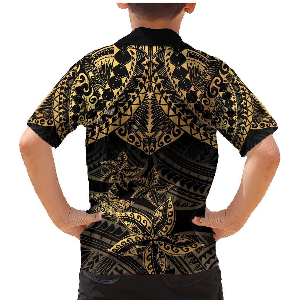 Black and Gold Polynesia Family Matching Mermaid Dress and Hawaiian Shirt Plumeria Tattoo With Polynesian Pattern LT14 - Polynesian Pride