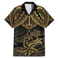 Black and Gold Polynesia Family Matching Mermaid Dress and Hawaiian Shirt Plumeria Tattoo With Polynesian Pattern LT14 Dad's Shirt - Short Sleeve Black - Polynesian Pride
