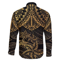 Black and Gold Polynesia Family Matching Off Shoulder Short Dress and Hawaiian Shirt Plumeria Tattoo With Polynesian Pattern LT14 - Polynesian Pride