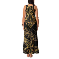 Black and Gold Polynesia Family Matching Tank Maxi Dress and Hawaiian Shirt Plumeria Tattoo With Polynesian Pattern LT14 - Polynesian Pride