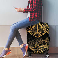 Black and Gold Polynesia Luggage Cover Plumeria Tattoo With Polynesian Pattern LT14 - Polynesian Pride