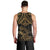 Black and Gold Polynesia Men Tank Top Plumeria Tattoo With Polynesian Pattern