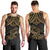 Black and Gold Polynesia Men Tank Top Plumeria Tattoo With Polynesian Pattern