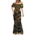 Black and Gold Polynesia Mermaid Dress Plumeria Tattoo With Polynesian Pattern