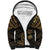 Black and Gold Polynesia Sherpa Hoodie Plumeria Tattoo With Polynesian Pattern