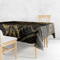 Black and Gold Polynesia Tablecloth Plumeria Tattoo With Polynesian Pattern LT14 - Polynesian Pride