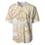 White and Gold Polynesia Baseball Jersey Plumeria Tattoo With Polynesian Pattern