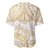 White and Gold Polynesia Baseball Jersey Plumeria Tattoo With Polynesian Pattern