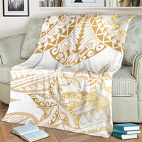 White and Gold Polynesia Blanket Plumeria Tattoo With Polynesian Pattern