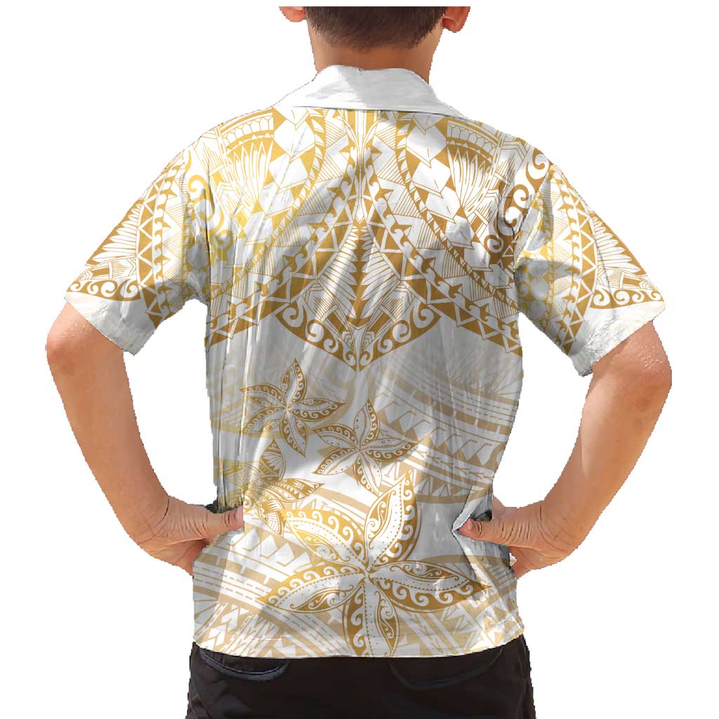 White and Gold Polynesia Family Matching Mermaid Dress and Hawaiian Shirt Plumeria Tattoo With Polynesian Pattern LT14 - Polynesian Pride