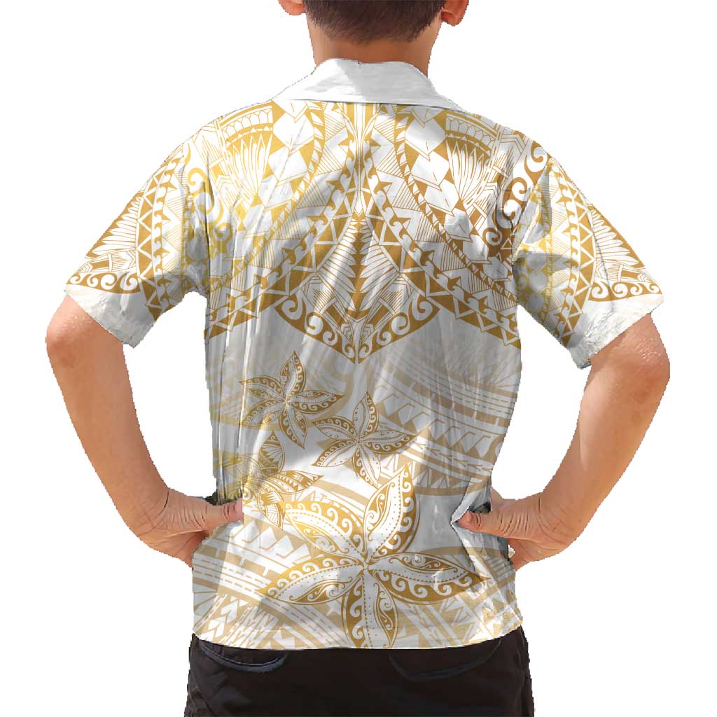 White and Gold Polynesia Family Matching Tank Maxi Dress and Hawaiian Shirt Plumeria Tattoo With Polynesian Pattern LT14 - Polynesian Pride