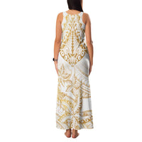 White and Gold Polynesia Family Matching Tank Maxi Dress and Hawaiian Shirt Plumeria Tattoo With Polynesian Pattern LT14 - Polynesian Pride