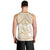 White and Gold Polynesia Men Tank Top Plumeria Tattoo With Polynesian Pattern