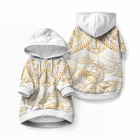 White and Gold Polynesia Pet Hoodie Plumeria Tattoo With Polynesian Pattern