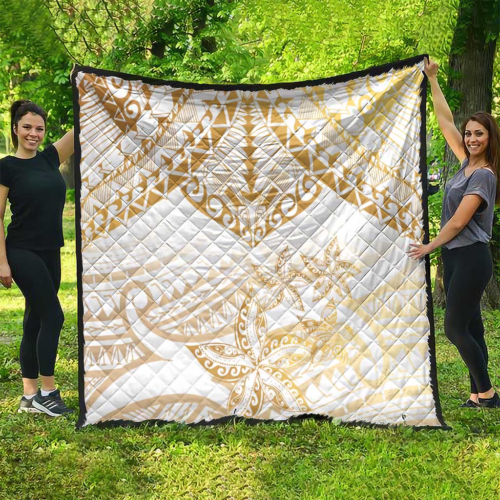 White and Gold Polynesia Quilt Plumeria Tattoo With Polynesian Pattern LT14 - Polynesian Pride