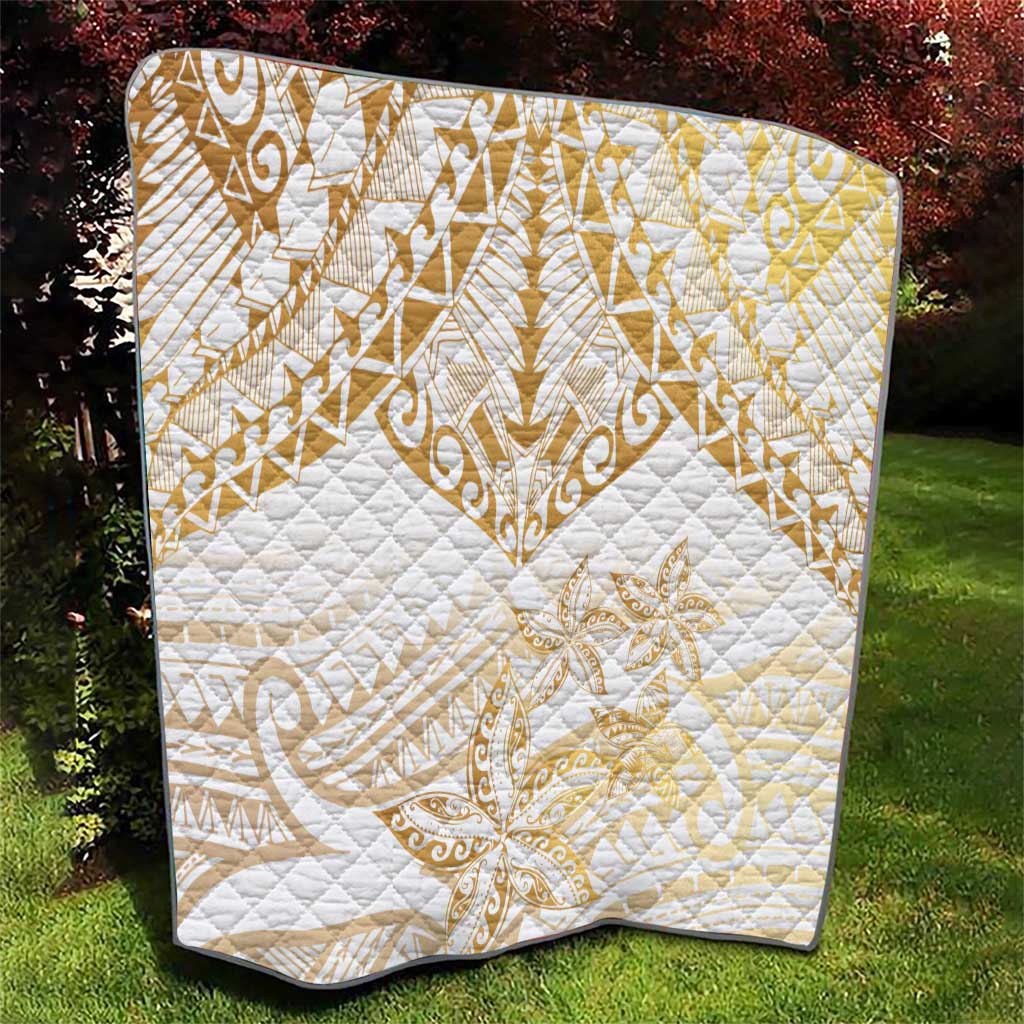 White and Gold Polynesia Quilt Plumeria Tattoo With Polynesian Pattern LT14 - Polynesian Pride