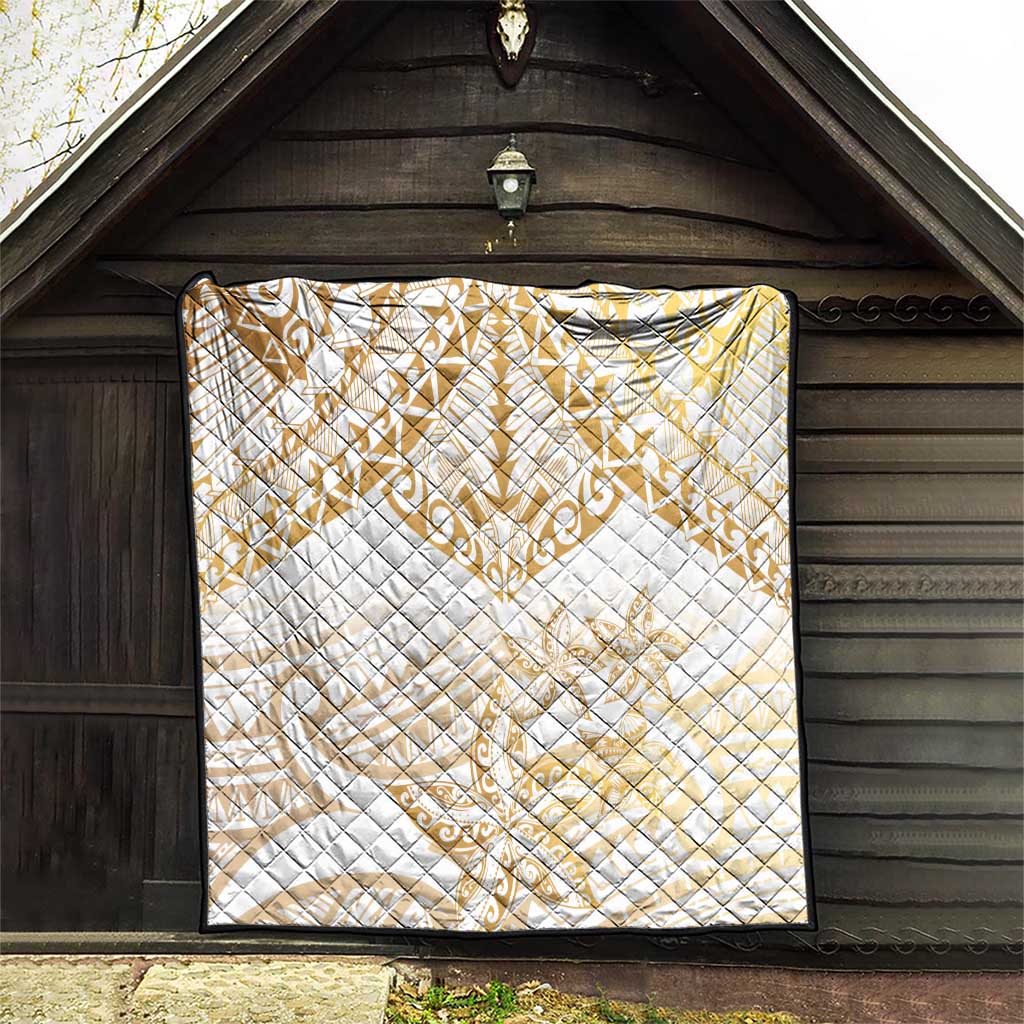 White and Gold Polynesia Quilt Plumeria Tattoo With Polynesian Pattern LT14 - Polynesian Pride