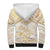 White and Gold Polynesia Sherpa Hoodie Plumeria Tattoo With Polynesian Pattern