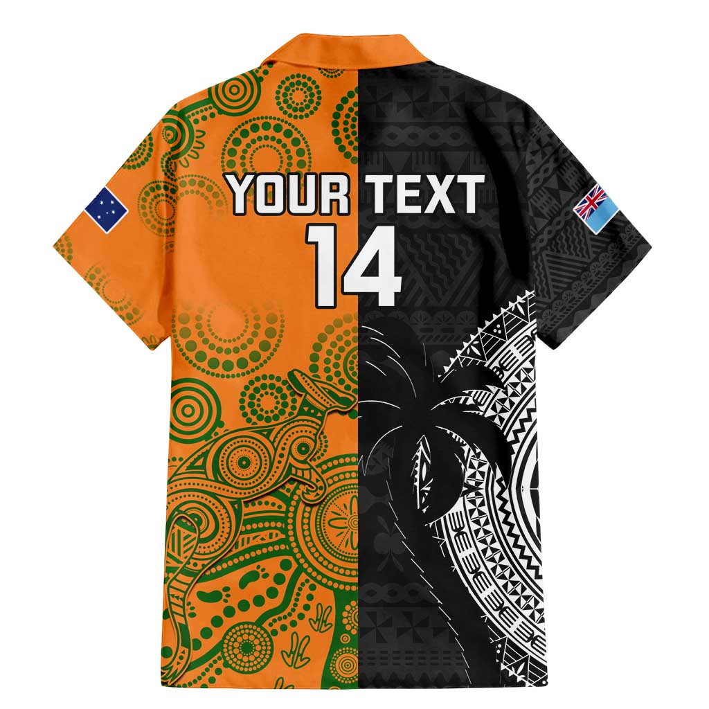 Custom Fiji And Australia Rugby Family Matching Mermaid Dress and Hawaiian Shirt Fijian Tapa Pattern With Aussie Aboriginal Art