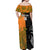 Custom Fiji And Australia Rugby Off Shoulder Maxi Dress Fijian Tapa Pattern With Aussie Aboriginal Art