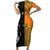 Custom Fiji And Australia Rugby Short Sleeve Bodycon Dress Fijian Tapa Pattern With Aussie Aboriginal Art