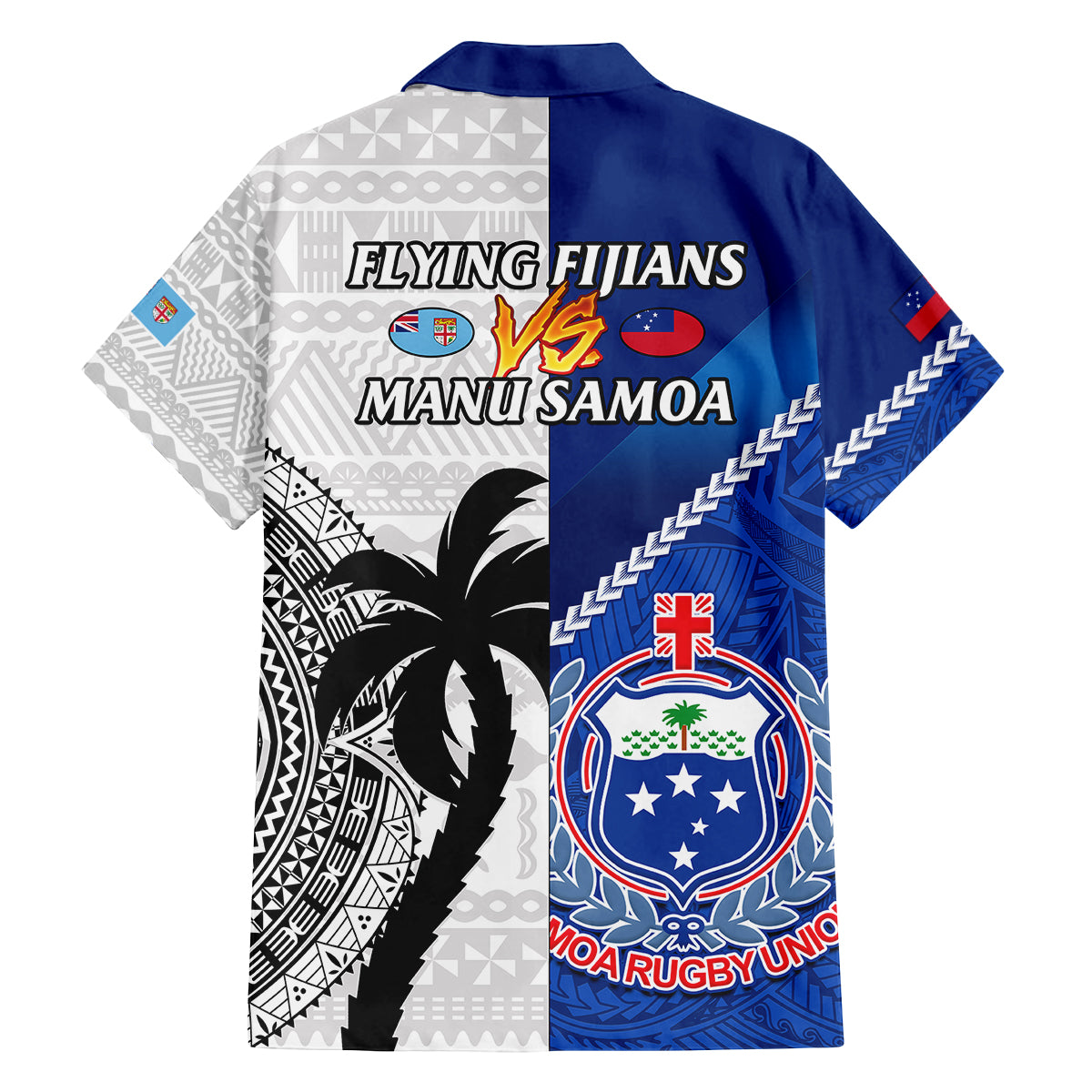 Fiji And Samoa Rugby Family Matching Puletasi Dress and Hawaiian Shirt 2023 World Cup Samoan Mix Tapa Pattern LT14 - Polynesian Pride