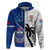 Fiji And Samoa Rugby Hoodie 2023 World Cup Samoan Mix Tapa Pattern LT14 Zip Hoodie Blue - Polynesian Pride