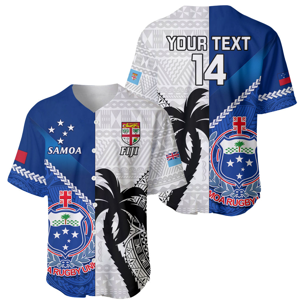 Custom Fiji And Samoa Rugby Baseball Jersey 2023 World Cup Samoan Mix Tapa Pattern LT14 - Polynesian Pride