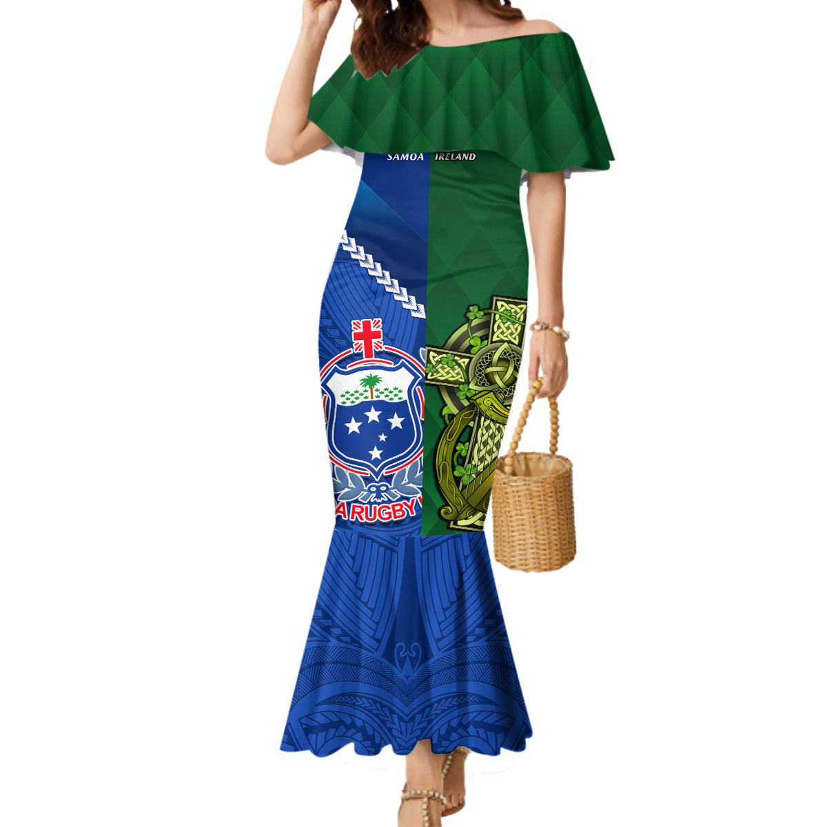 samoa-and-ireland-rugby-mermaid-dress-2023-world-cup-manu-samoa-with-shamrocks