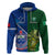 Custom Samoa And Ireland Rugby Hoodie 2023 World Cup Manu Samoa With Shamrocks LT14 Pullover Hoodie Blue - Polynesian Pride