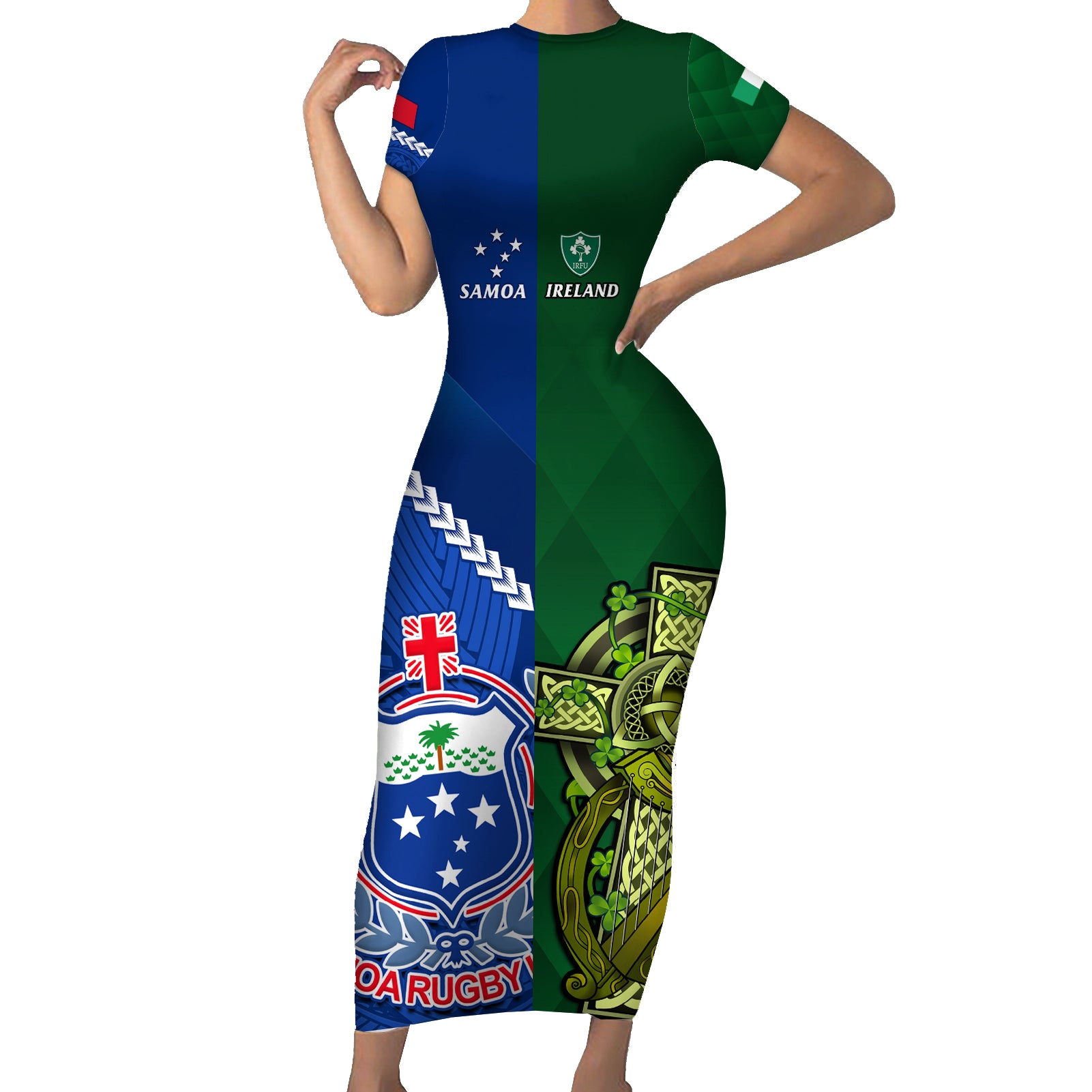 custom-samoa-and-ireland-rugby-short-sleeve-bodycon-dress-2023-world-cup-manu-samoa-with-shamrocks