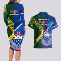 samoa-and-south-africa-rugby-couples-matching-long-sleeve-bodycon-dress-and-hawaiian-shirt-2023-world-cup-manu-samoa-with-springboks