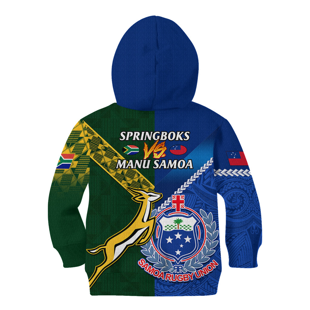 Samoa And South Africa Rugby Kid Hoodie 2023 World Cup Manu Samoa With Springboks LT14 - Polynesian Pride